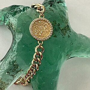 Aura Swarovski Crystal 18kt GP Medallion Link Bracelet New In Box